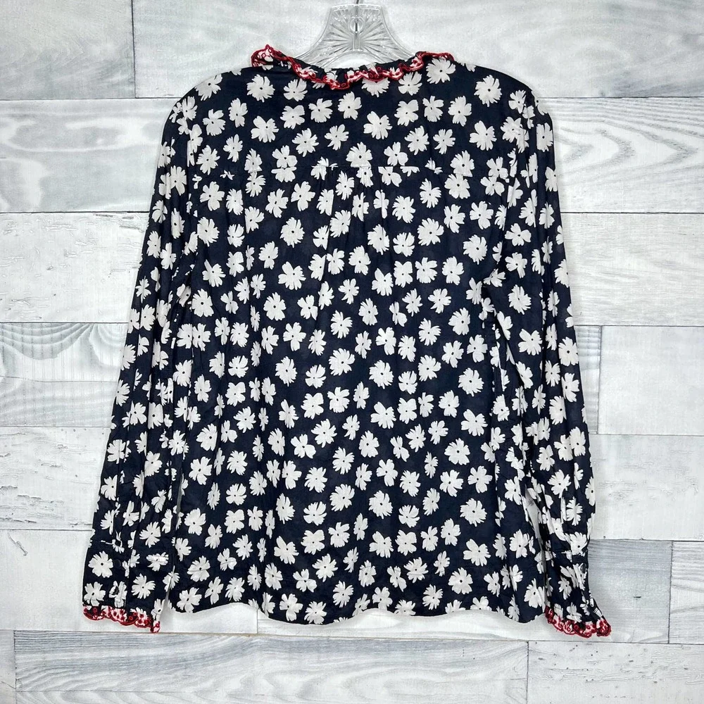 🍉 J. Crew Embroidered Ruffle Blouse - Picture 4 of 7